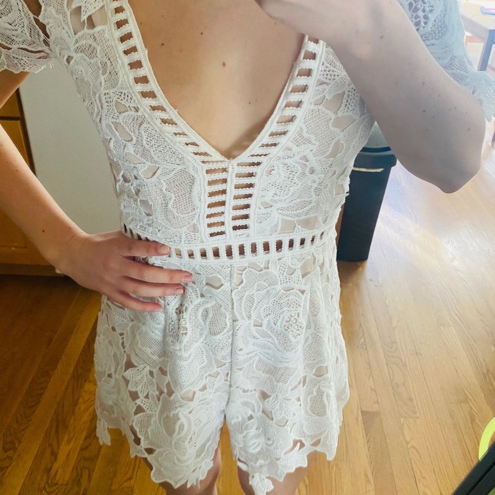 Misguided White Lace Romper